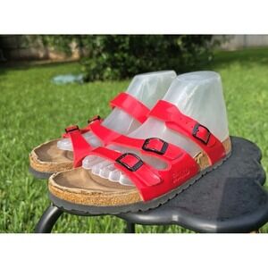 Birki's by Birkenstock Red Triple Strap Florida Sandals 36 EU / 5 US Cork Summer